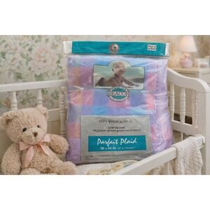 Vintage Beacon "Parfait Plaid" Crib Blanket – Pastel Plaid – Made in USA – NIP